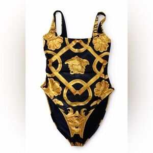 Versace Black and Gold Medusa One-Piece